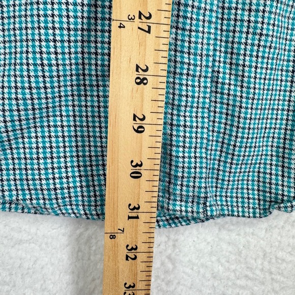 Le Tigre Flannel Shirt Mens L Blue Houndstooth Plaid Long Sleeve Lightweight - Picture 7 of 7